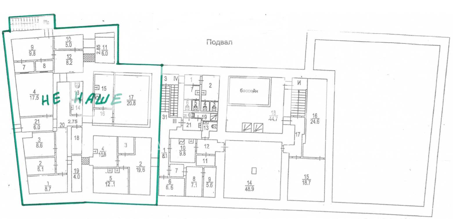 Планировка офиса 1816.9 м², 1 этаж, Административное здание «г Москва, Покровка ул., 3/7, стр. 1а»